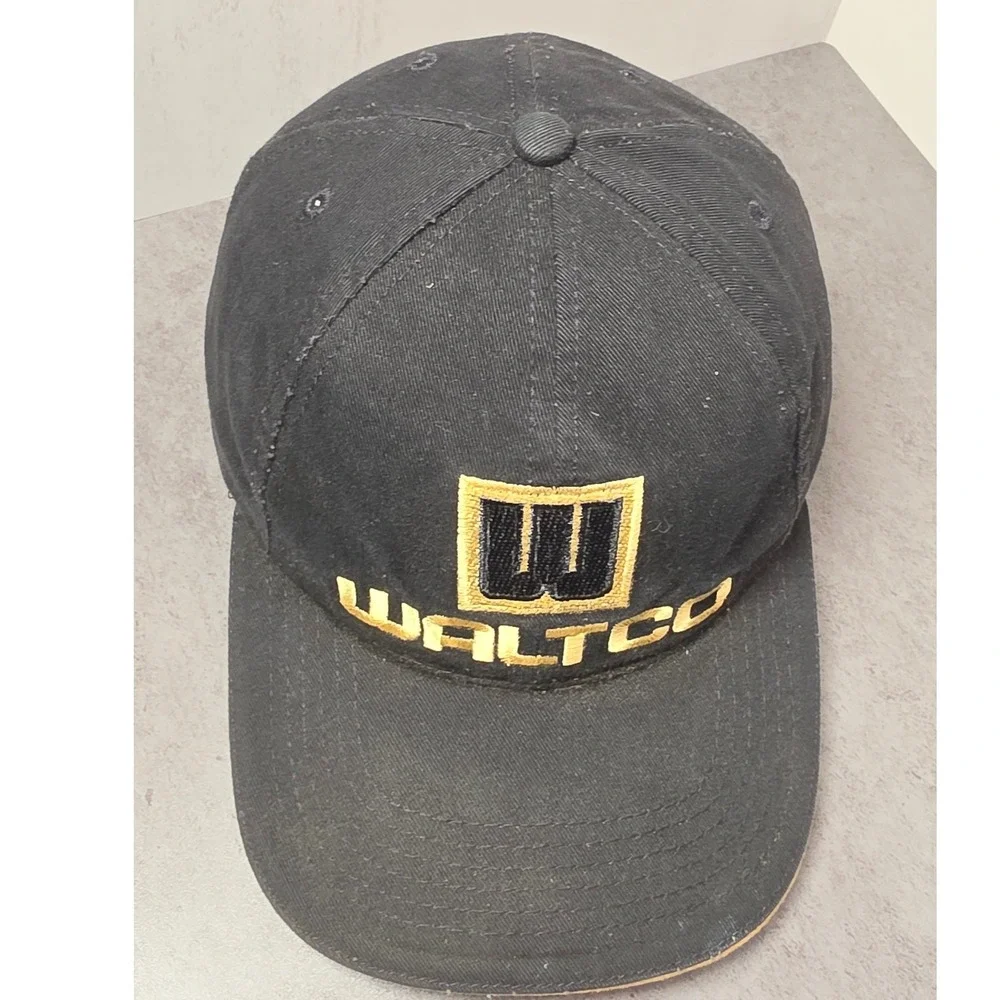 Waltco Hat Mens‎ Black Gold Embroidered Strapback Cap